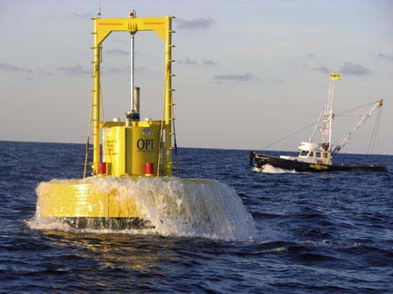 在海中漂浮式振荡浮子波浪能发电装置图片