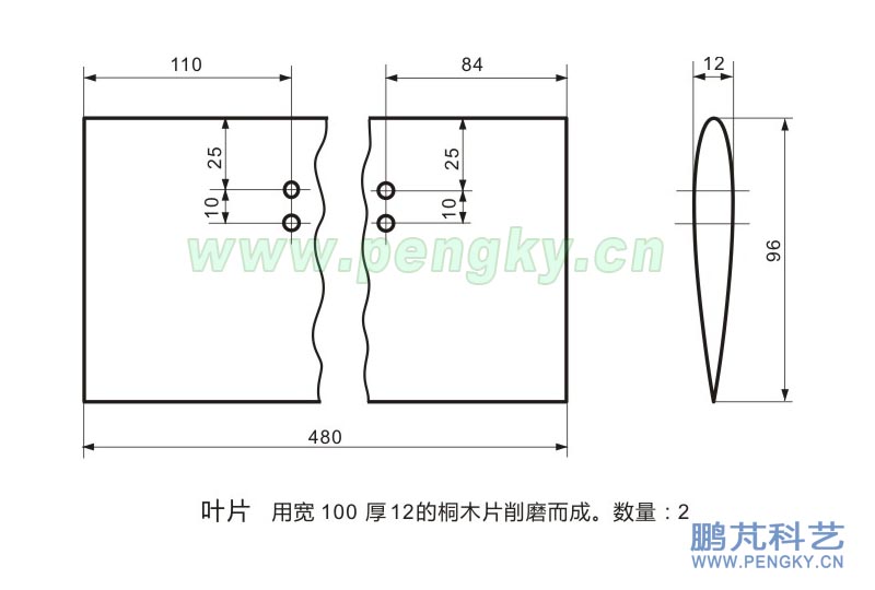 风力机模型叶片尺寸图