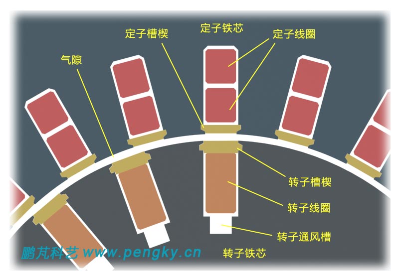 定子铁芯与转子铁芯截面局部图