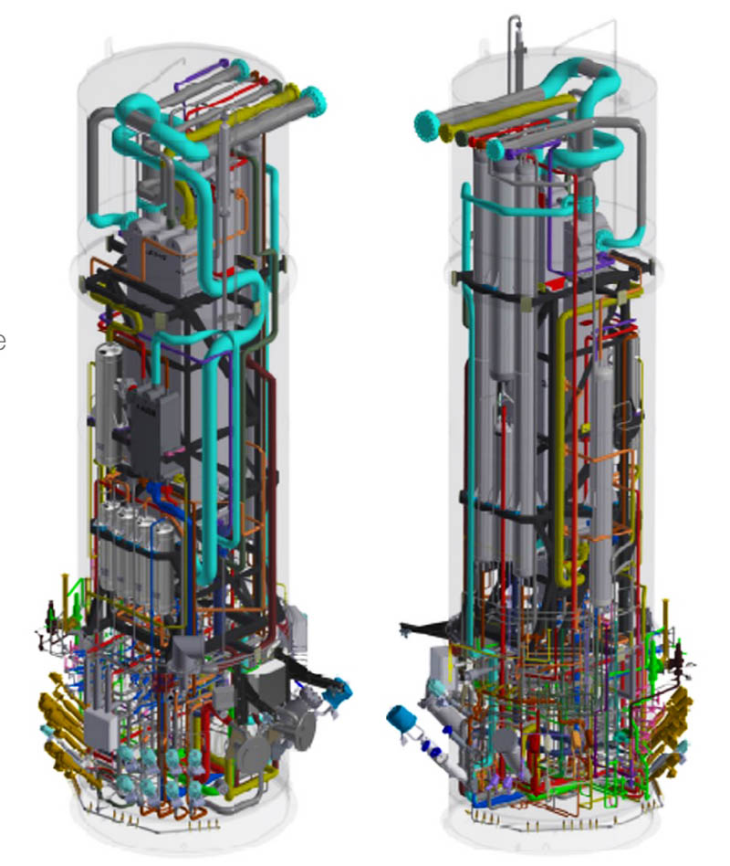 氢气液化器真空冷箱的 3D 模型图