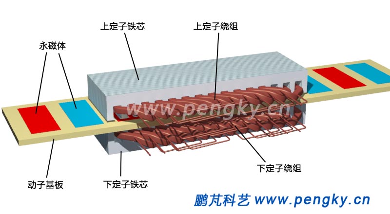 双边平板型直线同步电动机的结构
