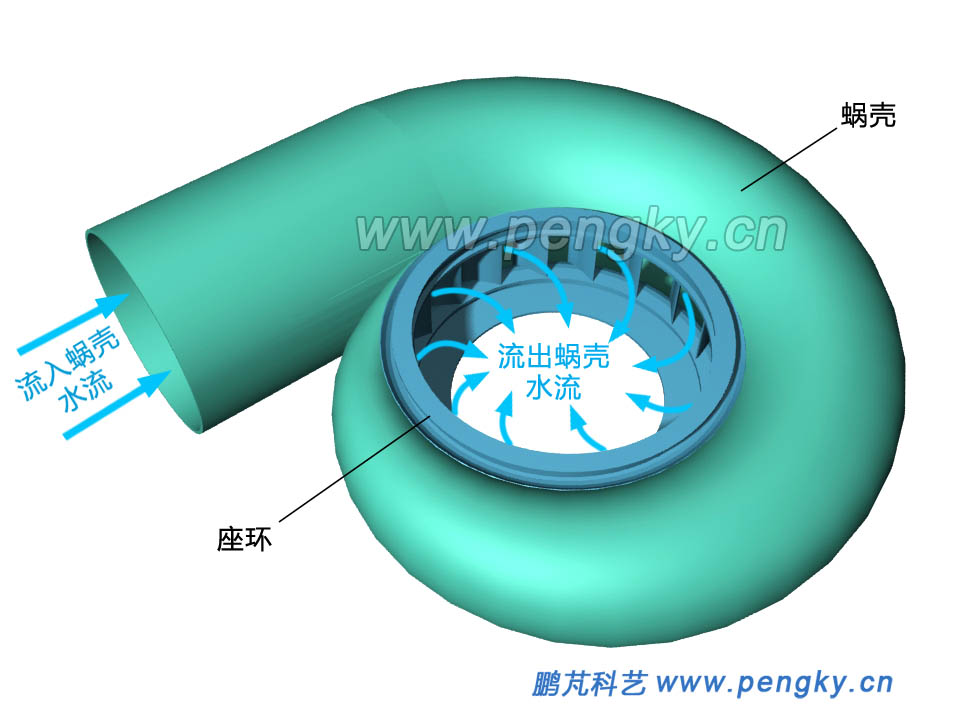 蜗壳与座环水流向立体图