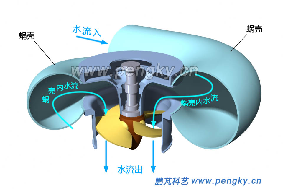 轴流水轮机蜗壳水流走向