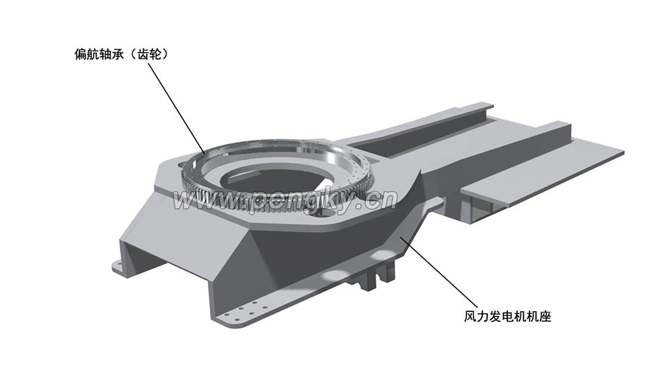 安装好偏航轴承的风力发电机底座