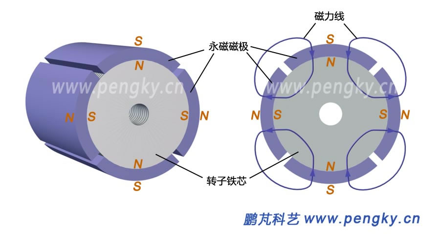 永磁同步电动机-表面凸出式永磁转子