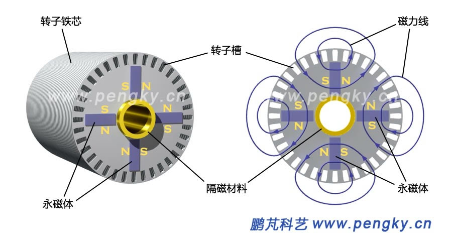 永磁同步电动机12 笼型绕组的永磁转子磁通