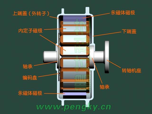 外转子无刷永磁电动机正侧面剖视图