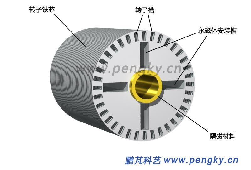 永磁同步电动机11 笼型绕组永磁转子铁芯