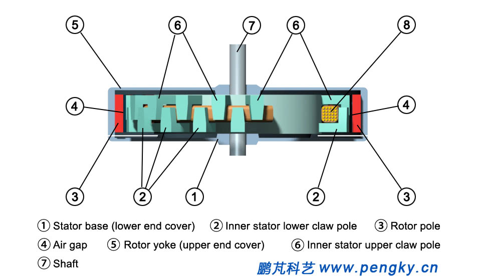 Cross-sectional drawn of transverse flux machine