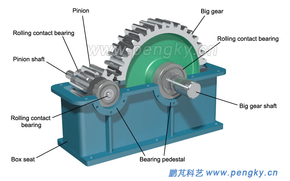 Primary cylindrical speed reducing gear box