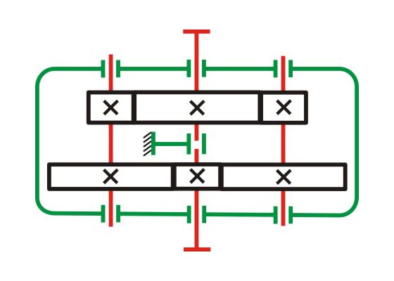 Two-stage cylindrical gear transmission (coaxial split type)