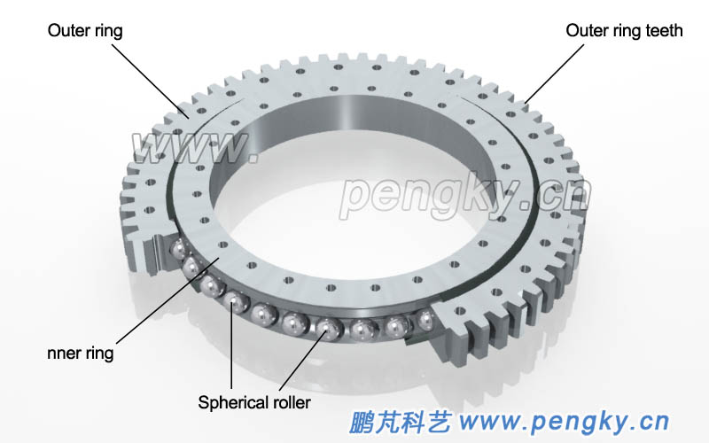 External tooth four-point contact ball bearing