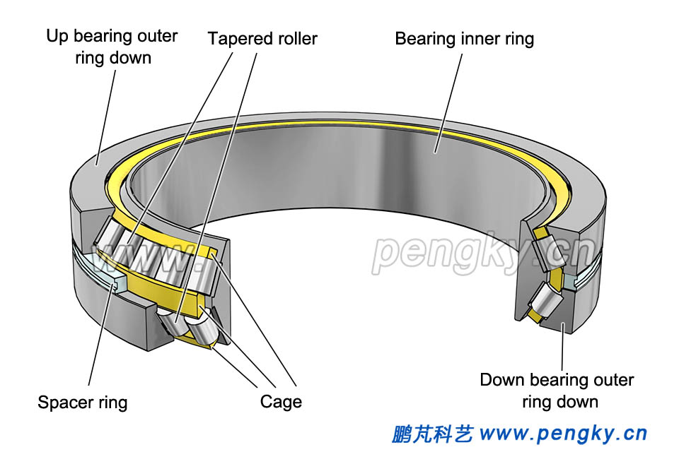 Double row tapered roller bearing with double outer ring
